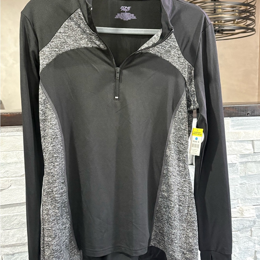 Zone Pro Black & Heather Gray 1/4 Zip Athletic Pullover